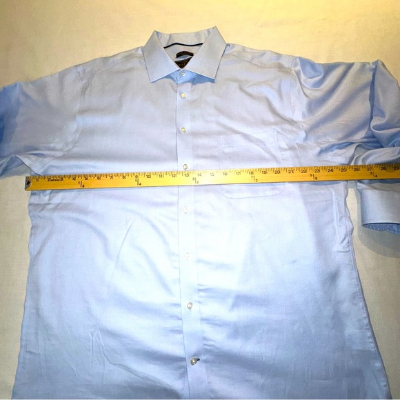 Jos A Bank Reserve Dress Shirt Mens Size 17.5 - 37 SLEEVE Blue Tailored Fit XXL - Picture 11 of 16